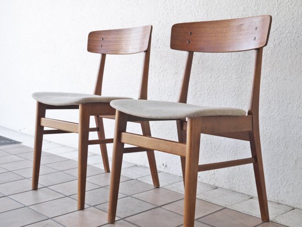 北欧 ビンテージ Scandinavian Vintage ダイニングチェア チーク材 ファブリックシート 北欧家具 A ◇