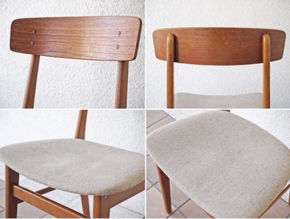 北欧 ビンテージ Scandinavian Vintage ダイニングチェア チーク材 ファブリックシート 北欧家具 Ｂ◇