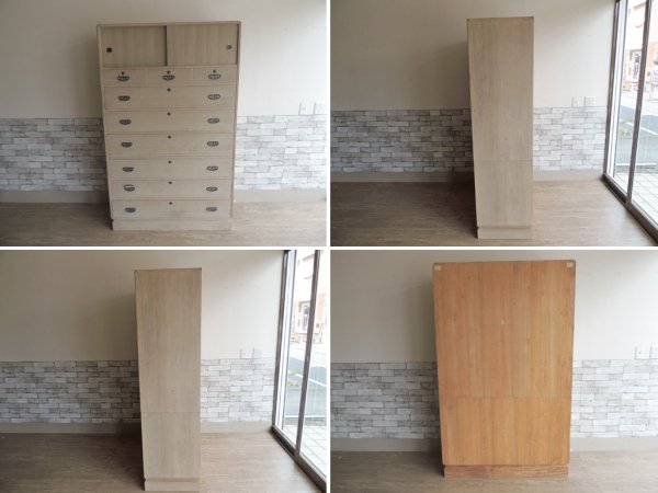 加茂桐箪笥 昇り箪笥 総桐 ろう仕上げ 整理箪笥 和箪笥 伝統工芸品 抽斗9杯 鍵付き 参考価格：698,000円 ●