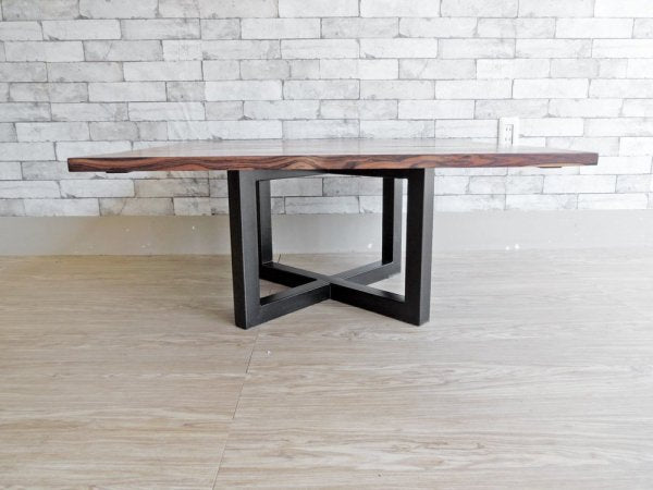 タイムレスクラフト Timeless Craft ソリッドクロス Solid Cross ウォールナット無垢材 センターテーブル アイアンレッグ 廃番 ●