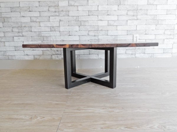 タイムレスクラフト Timeless Craft ソリッドクロス Solid Cross ウォールナット無垢材 センターテーブル アイアンレッグ 廃番 ●