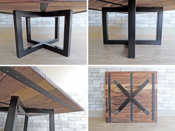 タイムレスクラフト Timeless Craft ソリッドクロス Solid Cross ウォールナット無垢材 センターテーブル アイアンレッグ 廃番 ●