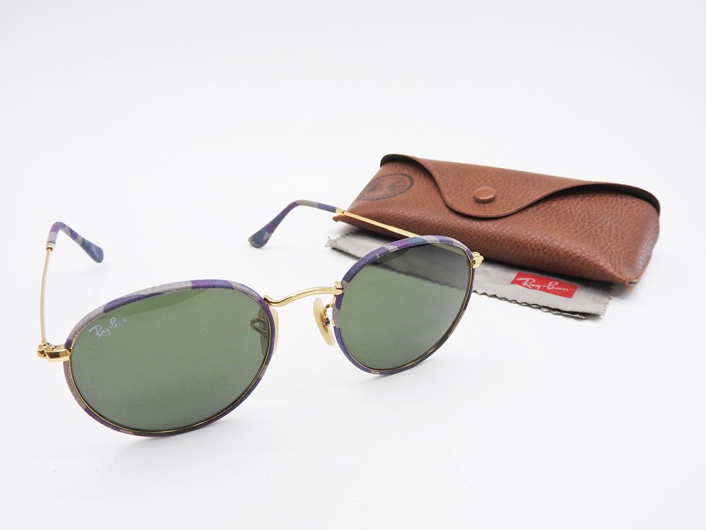 レイバン Ray-Ban サングラス RB3447JM 172 ラウンド メタル カモフラージュ ROUND METAL CAMOUFLAGE パープル 迷彩柄 ユニセックス メガネケース付 ●