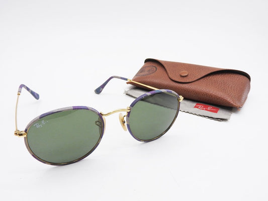 レイバン Ray-Ban サングラス RB3447JM 172 ラウンド メタル カモフラージュ ROUND METAL CAMOUFLAGE パープル 迷彩柄 ユニセックス メガネケース付 ●