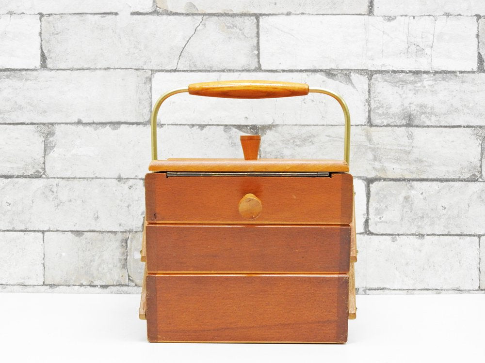 ドイツビンテージ German Vintage ビーチ材 ソーイングボックス 裁縫箱 お針箱 旧東ドイツ G.D.R製 ●