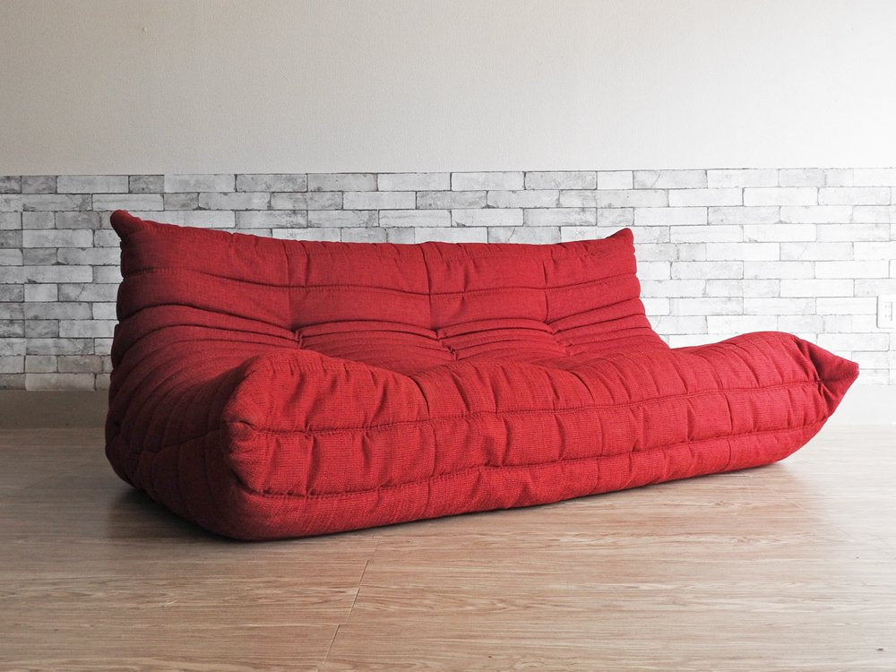 リーンロゼ Ligne roset トーゴ TOGO 3P ソファ レッド ファブリック フランス 定価:\258,500～ ●