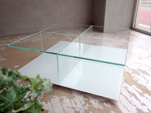 カッシーナ Cassina メックス MEX ローテーブル ガラステーブル 269-01/11 スクエアタイプ ホワイト ピエロリッソーニ 定価￥192,000- ♪
