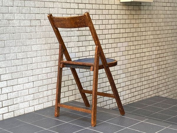 ビンテージ 木味 フォールディングチェア 折り畳み椅子 木味 古家具 ■