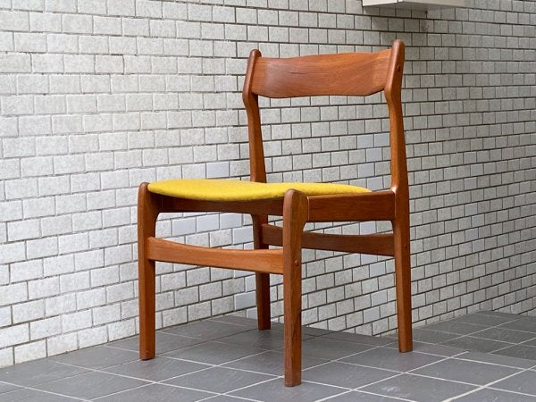 北欧 ビンテージ Scandinavian Vintage チーク材 ダイニングチェア イエロー ファブリック 北欧家具 ■