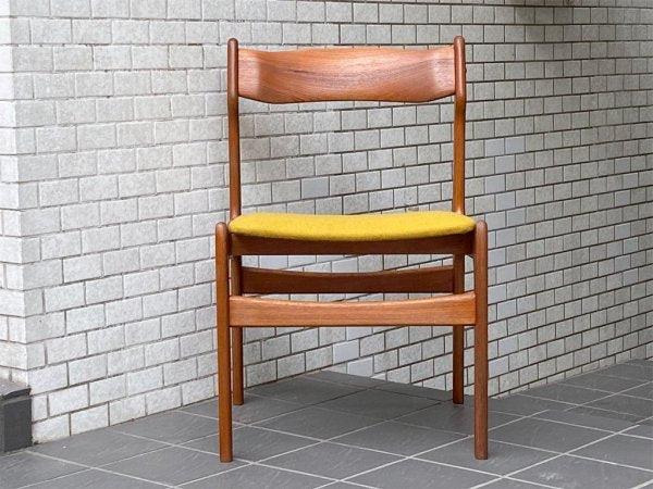 北欧 ビンテージ Scandinavian Vintage チーク材 ダイニングチェア イエロー ファブリック 北欧家具 ■