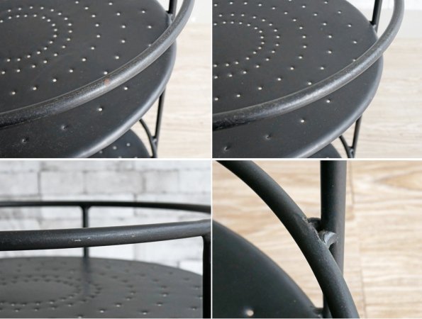 ライフファニチャー LIFE FURNITURE アイアンラウンドワゴン IRON ROUND WAGON キッチンワゴン ブラック キャスター付 インダストリアル 定価￥25,080- ●