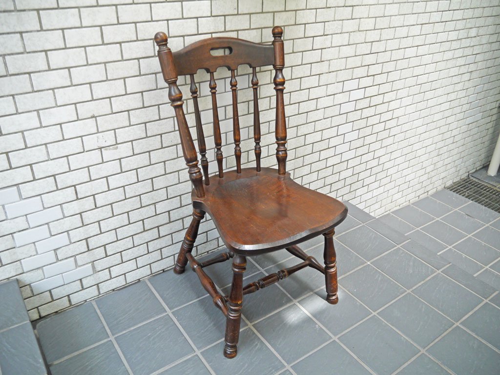 横浜元町 竹中家具 takenaka furniture ダイニングチェア オーク無垢材 スピンドルバック ■