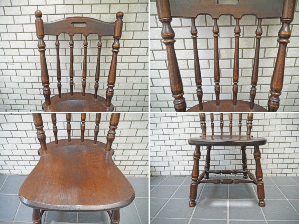 横浜元町 竹中家具 takenaka furniture ダイニングチェア オーク無垢材 スピンドルバック ■