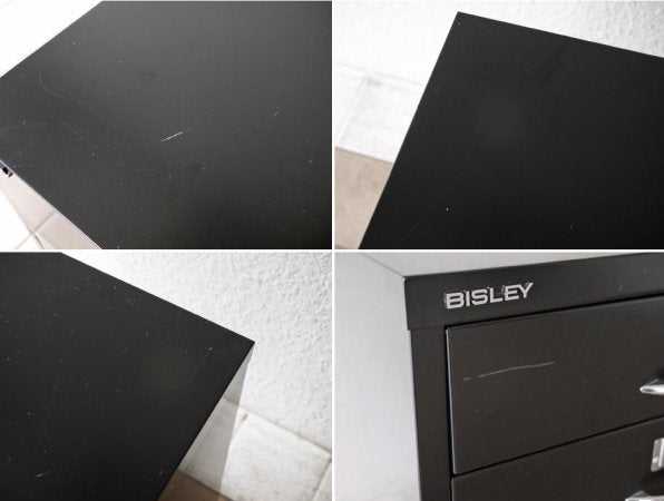 ビスレー BISLEY ベーシック BASIC Fシリーズ 1F3 ファイリングキャビネット ブラック 抽斗4杯 鍵付き ベース欠品 オフィス家具 英国 ◇