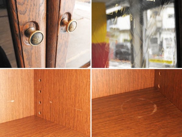 起立木工 キリツ フィオーレ ブックケース A105型 ガラスキャビネット 本棚 食器棚 飾り棚 ナラ材 ●
