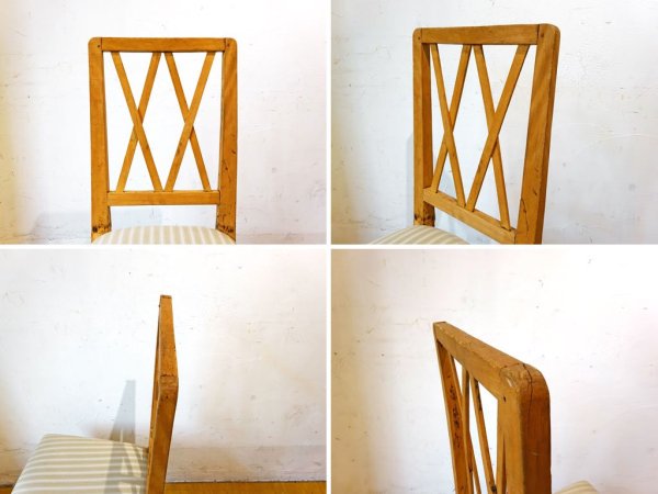 フランス ビンテージ France Vintage オーク無垢材 ダイニング チェア 鋲打ち スタッヅ ロクロ脚 装飾 ★