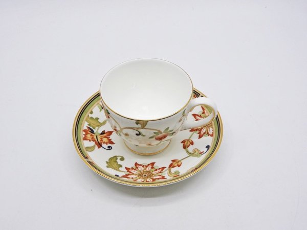 ウェッジウッド WEDGWOOD オベロン oberon 白磁カップ＆ソーサー C/S 旧刻印 ボーンチャイナ BONE CHINA 廃番品 英国 A ◇