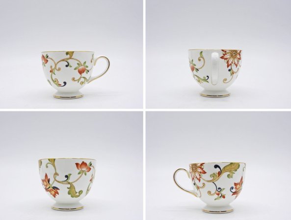 ウェッジウッド WEDGWOOD オベロン oberon 白磁カップ＆ソーサー C/S 旧刻印 ボーンチャイナ BONE CHINA 廃番品 英国 A ◇