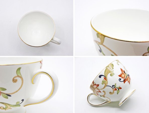 ウェッジウッド WEDGWOOD オベロン oberon 白磁カップ＆ソーサー C/S 旧刻印 ボーンチャイナ BONE CHINA 廃番品 英国 A ◇