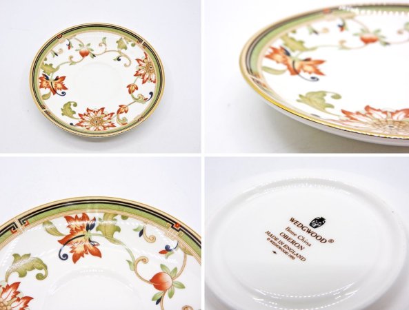 ウェッジウッド WEDGWOOD オベロン oberon 白磁カップ＆ソーサー C/S 旧刻印 ボーンチャイナ BONE CHINA 廃番品 英国 A ◇