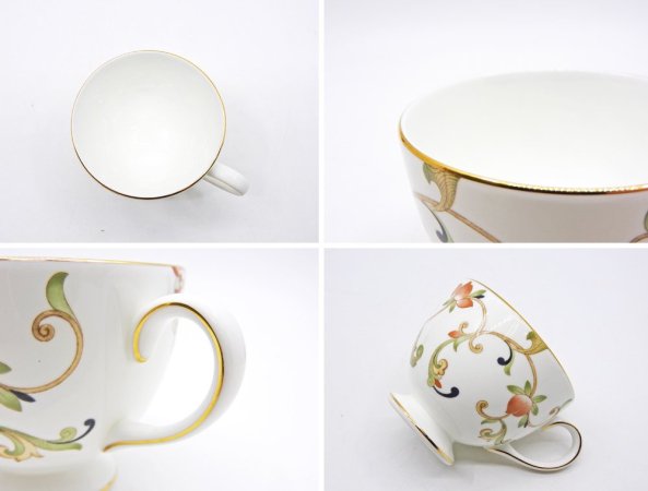 ウェッジウッド WEDGWOOD オベロン oberon 白磁カップ＆ソーサー C/S 旧刻印 ボーンチャイナ BONE CHINA 廃番品 英国 B ◇