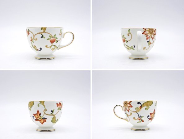 ウェッジウッド WEDGWOOD オベロン oberon 白磁カップ＆ソーサー C/S 旧刻印 ボーンチャイナ BONE CHINA 廃番品 英国 D ◇