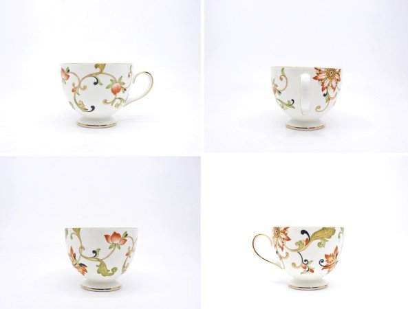 ウェッジウッド WEDGWOOD オベロン oberon 白磁カップ＆ソーサー C/S 旧刻印 ボーンチャイナ BONE CHINA 廃番品 英国 E ◇