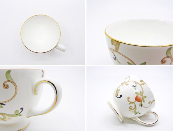 ウェッジウッド WEDGWOOD オベロン oberon 白磁カップ＆ソーサー C/S 旧刻印 ボーンチャイナ BONE CHINA 廃番品 英国 E ◇