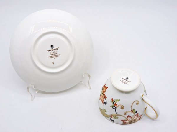 ウェッジウッド WEDGWOOD オベロン oberon 白磁カップ＆ソーサー C/S 旧刻印 ボーンチャイナ BONE CHINA 廃番品 英国 F ◇