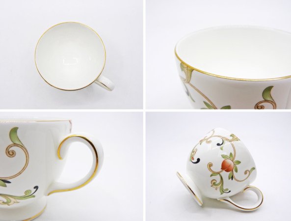 ウェッジウッド WEDGWOOD オベロン oberon 白磁カップ＆ソーサー C/S 旧刻印 ボーンチャイナ BONE CHINA 廃番品 英国 F ◇