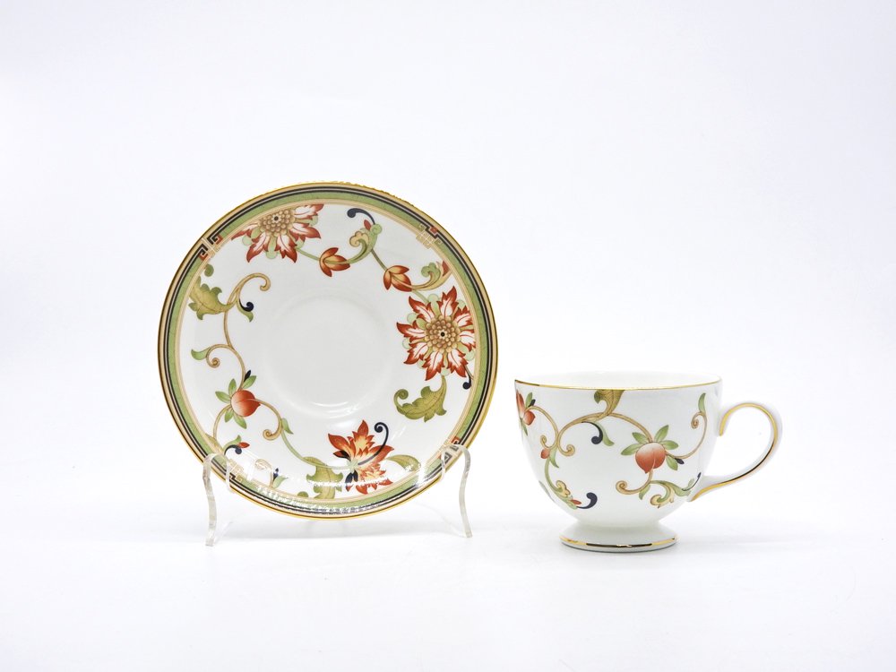 ウェッジウッド WEDGWOOD オベロン oberon 白磁カップ＆ソーサー C/S 旧刻印 ボーンチャイナ BONE CHINA 廃番品 英国 G ◇