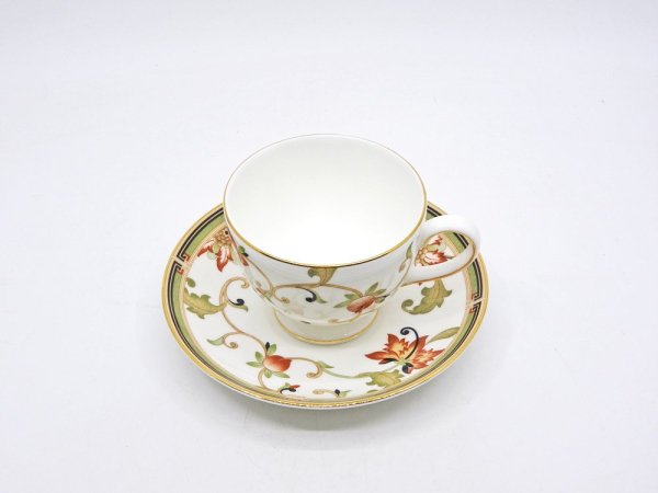 ウェッジウッド WEDGWOOD オベロン oberon 白磁カップ＆ソーサー C/S 旧刻印 ボーンチャイナ BONE CHINA 廃番品 英国 G ◇