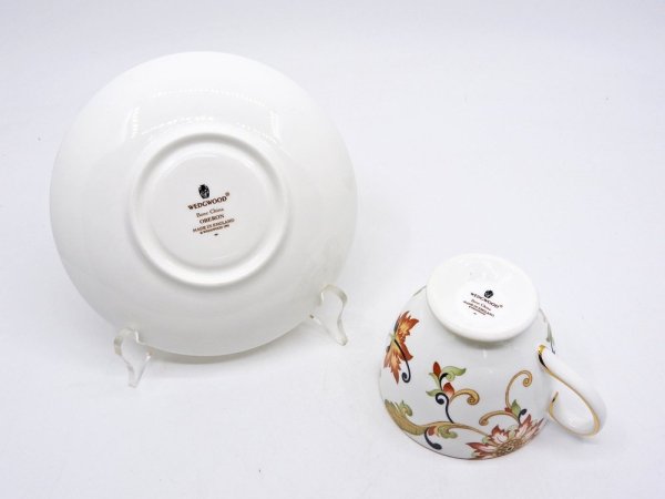 ウェッジウッド WEDGWOOD オベロン oberon 白磁カップ＆ソーサー C/S 旧刻印 ボーンチャイナ BONE CHINA 廃番品 英国 G ◇