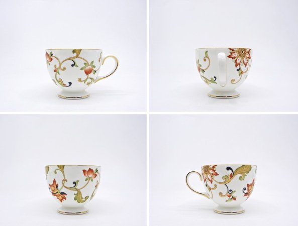 ウェッジウッド WEDGWOOD オベロン oberon 白磁カップ＆ソーサー C/S 旧刻印 ボーンチャイナ BONE CHINA 廃番品 英国 G ◇