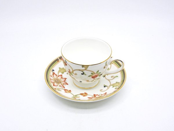 ウェッジウッド WEDGWOOD オベロン oberon 白磁カップ＆ソーサー C/S 旧刻印 ボーンチャイナ BONE CHINA 廃番品 英国 H ◇