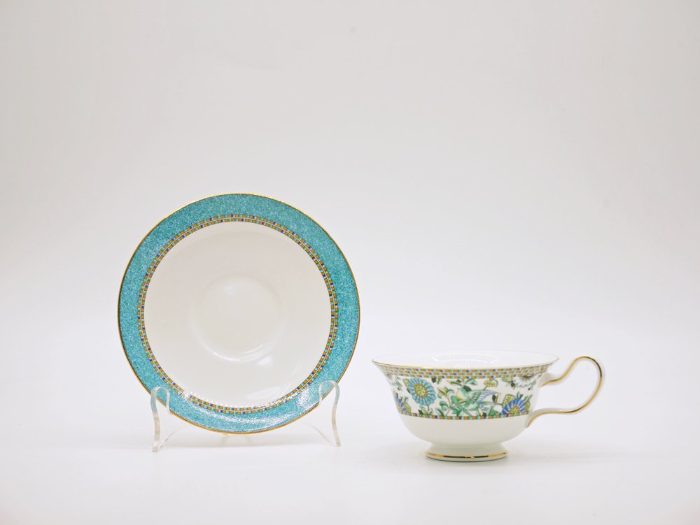 ウェッジウッド WEDGWOOD バビロン babylon カップ＆ソーサー C/S 旧刻印 白磁 ボーンチャイナ BONE CHINA 廃番品 英国 A ●