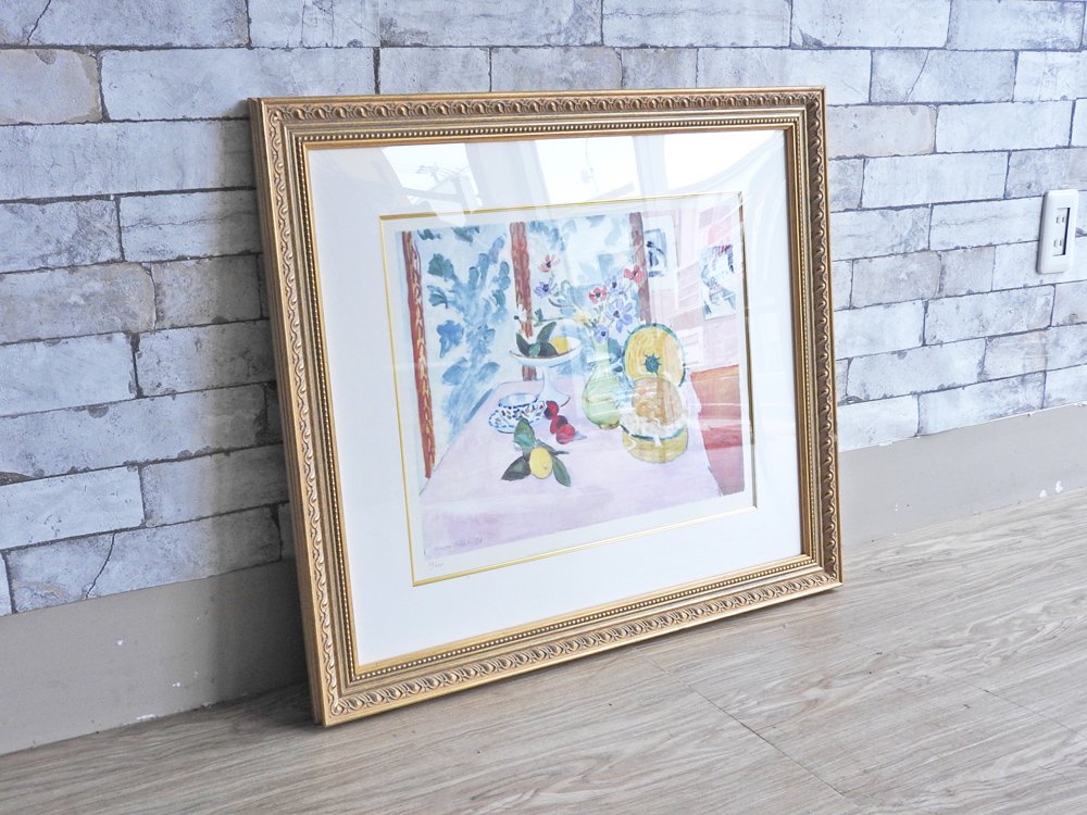 アンリ・マティス Henri Matisse テーブルの上の静物 Still Life on a Table ネオシルク 2007年制作 額装付 アート 32/100 ●