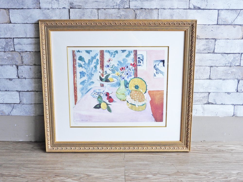 アンリ・マティス Henri Matisse テーブルの上の静物 Still Life on a Table ネオシルク 2007年制作 額装付 アート 32/100 ●