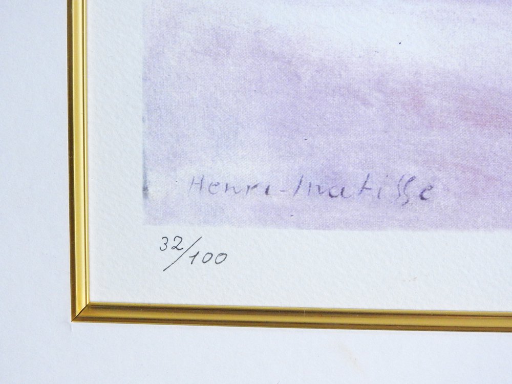 アンリ・マティス Henri Matisse テーブルの上の静物 Still Life on a Table ネオシルク 2007年制作 額装付 アート 32/100 ●