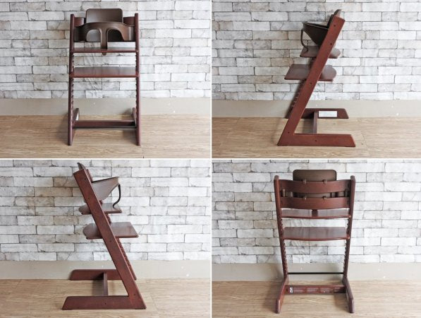 ストッケ STOKKE トリップトラップ TRIPP TRAPP 現行 プラスチックガード&背もたれ付き ベビーチェア キッズチェア ブラウン 北欧 ノルウェー ●