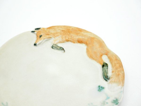 うつわやみたす 4寸皿 きつね Φ12.5cm プレート 小皿 ハンドメイド 現代作家 B ●