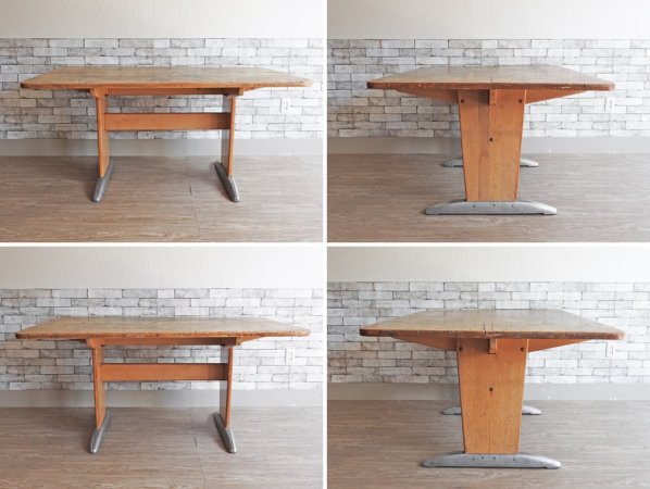 USビンテージ Vintage ワーキングテーブル スクールデスク 図工テーブル 作業台 W152cm インダストリアルスタイル Industrial Style ●