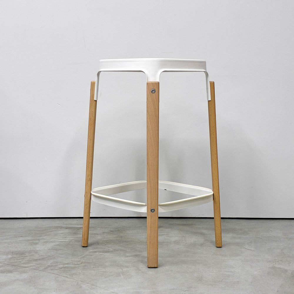 マジス MAGIS スティールウッドスツール Steelwood Stool ハイスツール カウンターチェア ホワイト × ビーチ H68cm ロナン＆エルワン・ブルレック 定価￥86,900- ◎