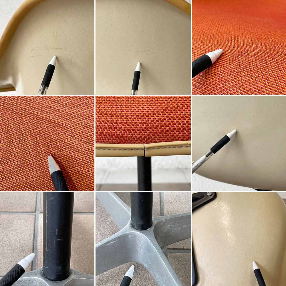 ハーマンミラー Herman Miller アームシェルチェア セカンド 2nd アプホルスター ヨーロッパ仕様 コントラクトベース 張り替え済み イームズ ◇