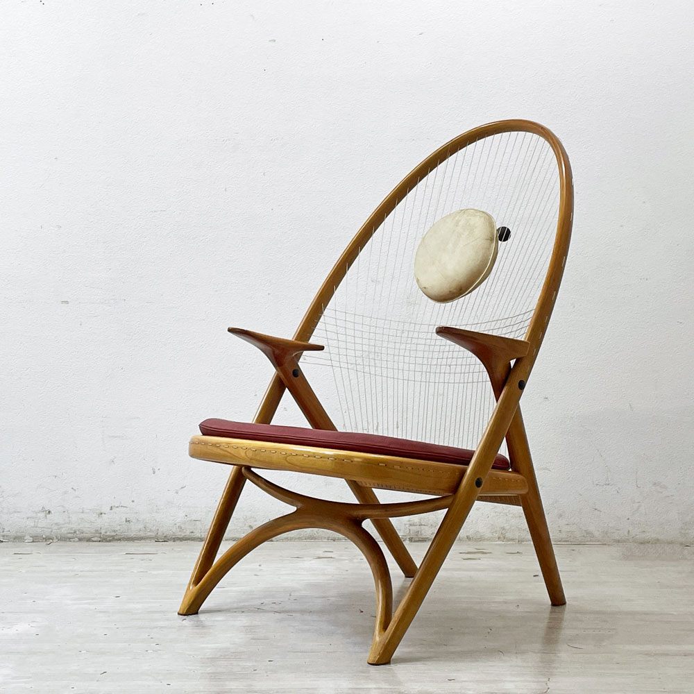 Sørn Horn + Niels Roth Andersen ラケットチェア Racquet Chair チェリー材 Helge Vestergaard Jensen デンマーク 北欧ビンテージ家具 ●