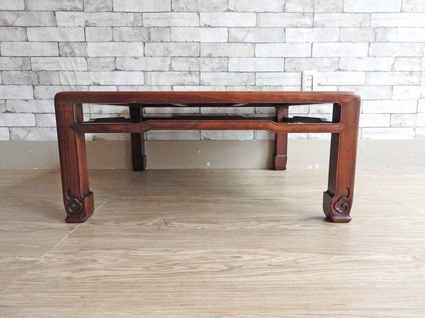 唐木家具 花梨材 無垢材 座卓 角座卓 ローテーブル レトロ W90 和家具 古家具 伝統工芸 銘木家具 李朝風 ●