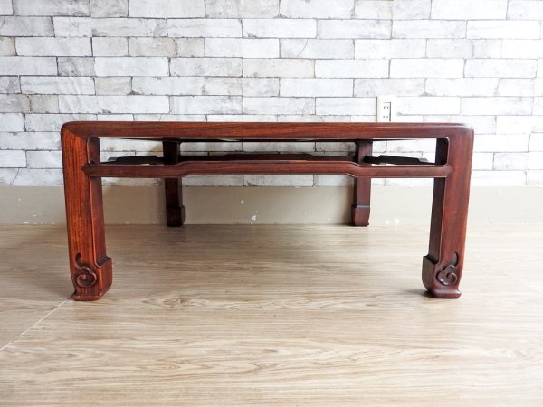 唐木家具 花梨材 無垢材 座卓 角座卓 ローテーブル レトロ W90 和家具 古家具 伝統工芸 銘木家具 李朝風 ●