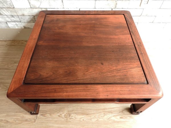 唐木家具 花梨材 無垢材 座卓 角座卓 ローテーブル レトロ W90 和家具 古家具 伝統工芸 銘木家具 李朝風 ●