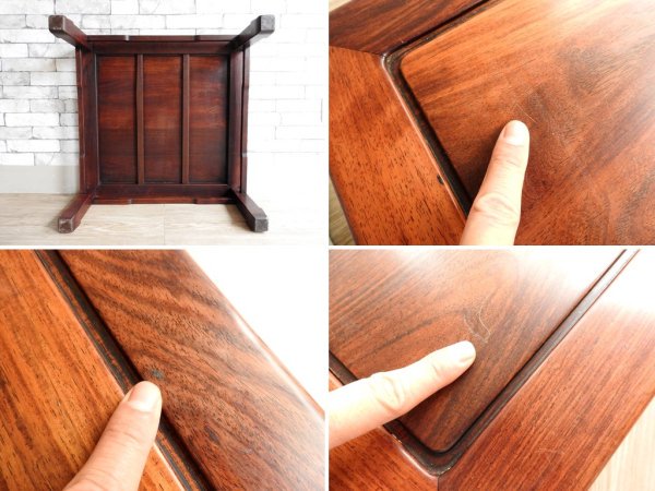 唐木家具 花梨材 無垢材 座卓 角座卓 ローテーブル レトロ W90 和家具 古家具 伝統工芸 銘木家具 李朝風 ●