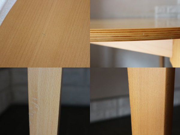 イデー IDEE ダイニングテーブル ナチュラル DINING TABLE natural ラウンド ブナ材 3本脚 長大作 定価:151,800円 ◎